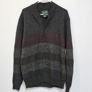 Woolrich Men's Sz L Cotton & Wool Blend Utility Outdoor Gray Maroon Sweater